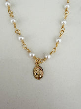 Load image into Gallery viewer, Oval Miraculous Mary Medal Necklace- Little Girls

