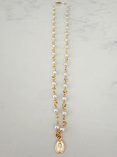 Load image into Gallery viewer, Oval Miraculous Mary Medal Necklace- Little Girls
