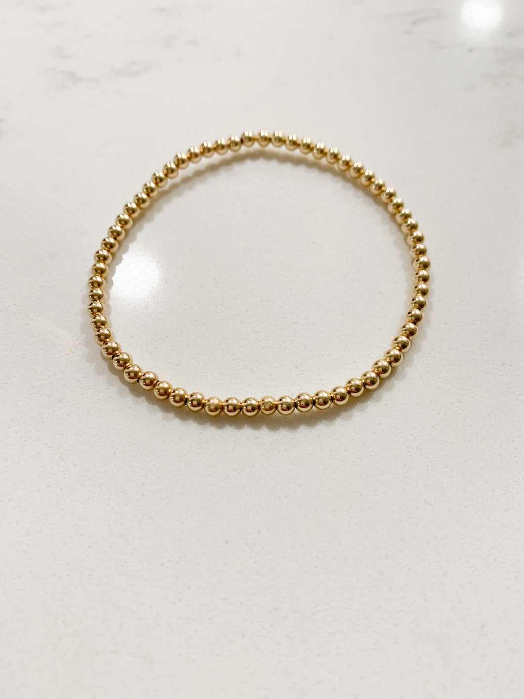 Gold Beaded Bracelet- 3mm