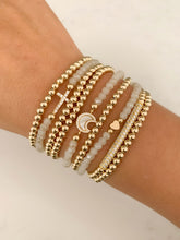 Load image into Gallery viewer, Mother of Pearl CZ Moon Bracelet- Gold Beads

