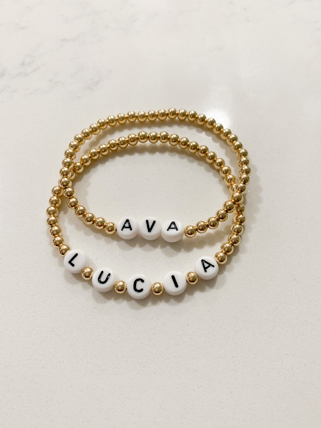 Name Bracelets - Gold Beads