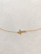 Load image into Gallery viewer, Gold Sideways Cross Necklace
