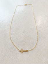 Load image into Gallery viewer, Gold Sideways Cross Necklace
