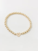 Load image into Gallery viewer, Initial Heart Bracelet- Gold Beads
